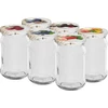 300 ml purkit värillisellä kannella fi 66 - 6 kpl ['säilykepurkit', ' 300 ml purkit', ' purkkisarja', ' säilykepurkit', ' purkit värillisillä kansilla', ' värilliset kannet', ' kompoteille', ' hilloille']