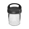 Lasinen säiliö 350 ml, ripustettavalla kannella ['lasinen säiliö', ' säiliö', ' lasinen säiliö kannella', ' lasinen säiliö ripustettavaksi', ' kansi kahvalla', ' ripustettava säiliö', ' maustesäiliö', ' säiliö kuivatuotteille', ' purkkisäiliö 350 ml']