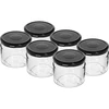 Matala purkki 330ml - mustalla kannella fi 82/6, 6kpl. ['matala purkki', ' lasipurkki', ' 330ml purkki', ' twist-off kansi', ' hillopurkki', ' säilytysastia', ' kotitekoiset säilykkeet', ' silli purkki', ' salaattipurkki', ' jälkiruokapurkki']