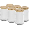 TO 300 ml purkki kultaisella kannella fi 66 - 6 kpl ['säilöntäpurkki', ' 300 ml purkki', ' purkki kannella', ' purkki kultaisella kannella', ' keittiöpurkki', ' lasipurkki', ' purkki pikkuesineille', ' purkki hillolle', ' maustepurkki', ' yrttipurkki', ' kierrekorkilliset purkit', ' pienet purkit']