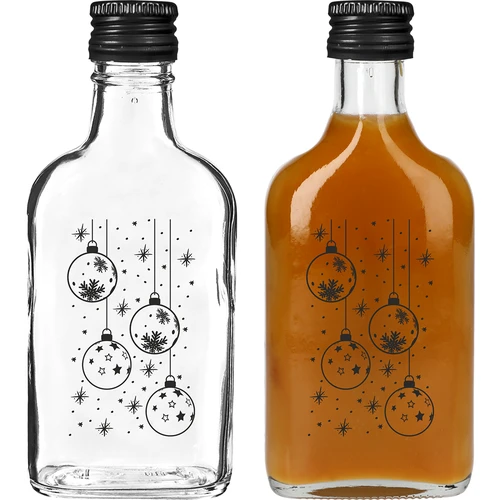Taskumattimallinen pullo 200 ml kierrekorkilla, painatus "Joulupallot", 1 kpl - 2
