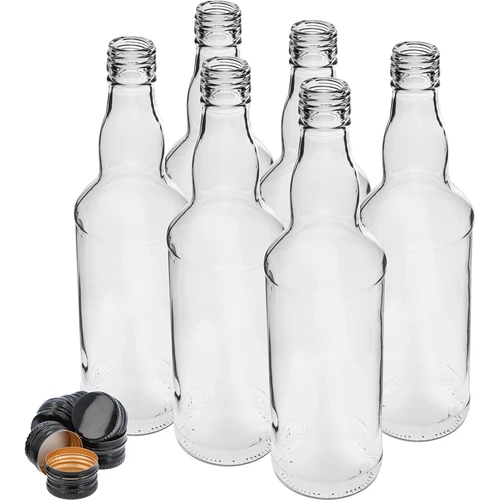 500 ml pullo vodkalle, mustalla ruuvikorkilla, 6 kpl - 2