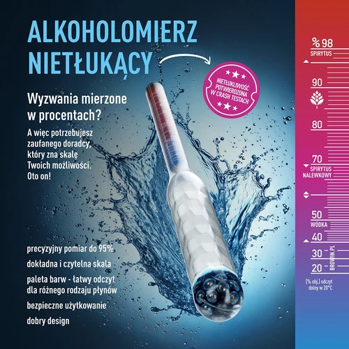 Alkoholimittari rikkoutumaton koeputkella, mittausalue 20-98% - 6