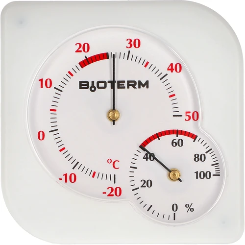 Bimetallinen sisätilan lämpömittari hygrometrillä (-20 - +50°C), valkoinen