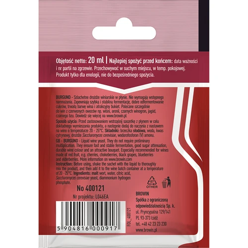 Burgundin viinihiiva ilman lisääntymistä, 20 ml - 2