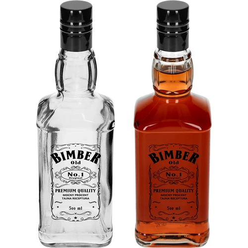 Daniels-pullo 500 ml kierrekorkilla, painatus "Bimber OLD", 1 kpl - 3