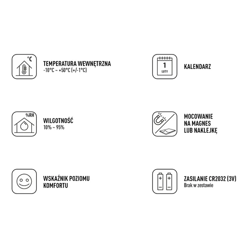 Elektroninen huonelämpömittari, valkoinen - 8