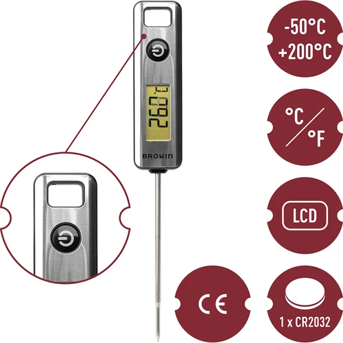 Elektroninen keittiölämpömittari, LCD (-50°C - +200°C) - 5
