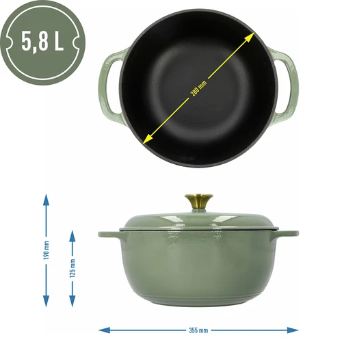 Emaloitu valurautapata - salvia, 5,8L - 4