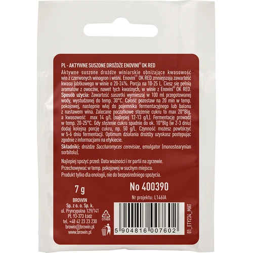 Enovini® OK RED - happamuutta alentava viinihiiva 7 g - 2