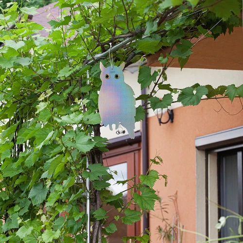 Heijastava lintujen karkotin koriste - pöllö kelloilla - 10