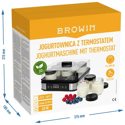Jogurttikone termostaatilla, 9 purkkia, 1,6 L - 12