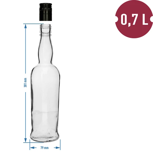 Kapteenipullo 700 ml kierrekorkilla, 1 kpl - 4