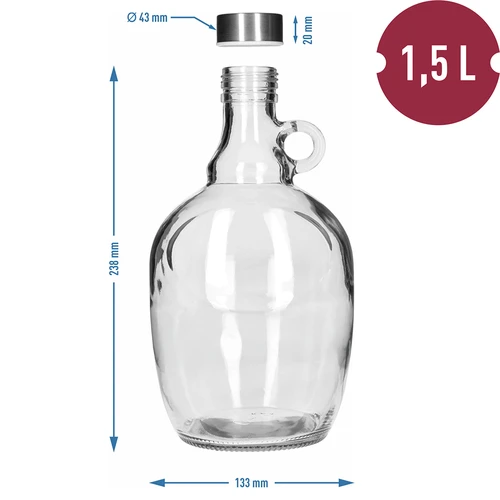 Karahvi Dama 1,5 L, metallikorkilla fi 43 mm ja kahvalla - 5