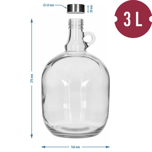Karahvi Dama 3 L, metallikorkilla fi 43 mm ja kahvalla - 5
