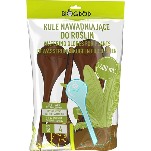 Kastelupallot kasveille, meripihkanväriset läpinäkyvät, 400 ml, 4 kpl - 3