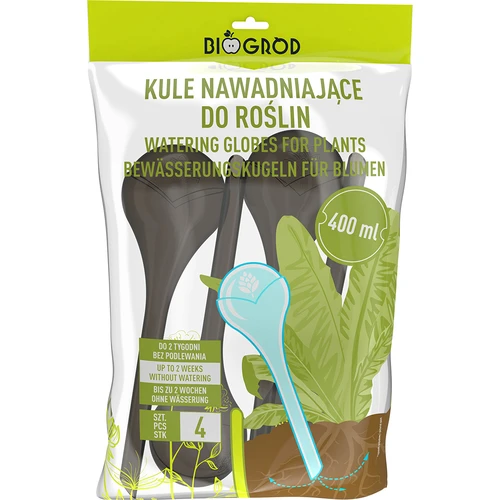 Kasvien kastelupallot, mustat läpinäkyvät, 400 ml, 4 kpl - 3