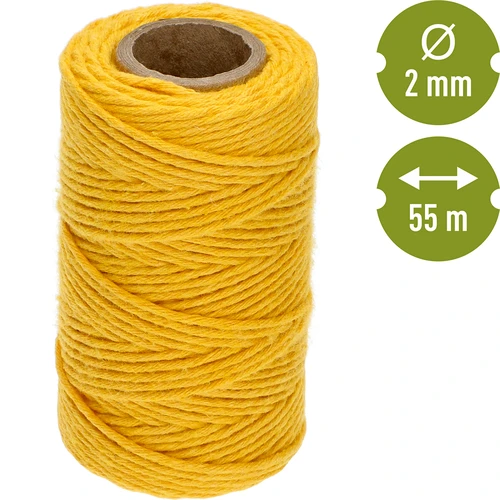 Keltainen puuvillanyöri 2 mm/55 m/100 g - 4