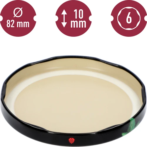 Kierrekorkki fi 82/6 hedelmät mustalla taustalla - 10 kpl. - 4