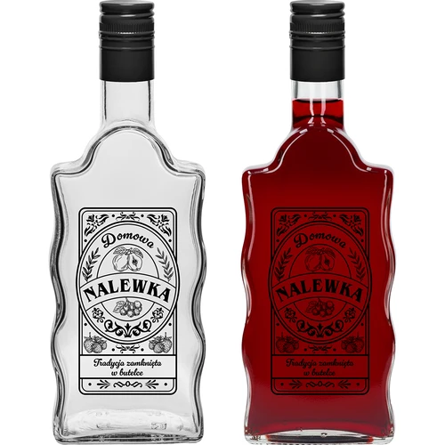 Klasztorna-pullo 500 ml kierrekorkilla, ”Nalewka”-painatus, 1 kpl - 2