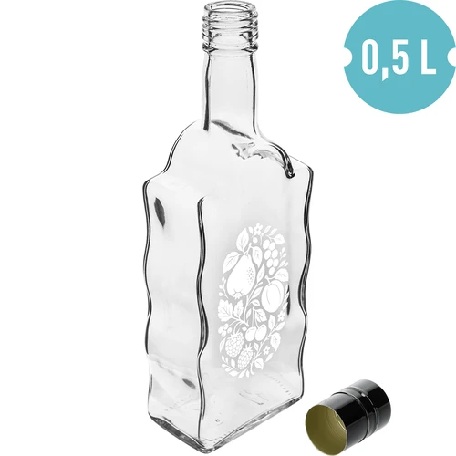 Klasztorna-pullo 500 ml kierrekorkilla ja painatuksella "Hedelmät", kuvio 1 - 2