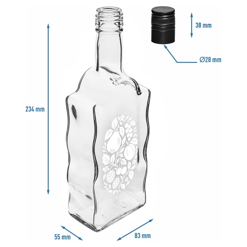Klasztorna-pullo 500 ml kierrekorkilla ja painatuksella "Hedelmät", kuvio 1 - 5