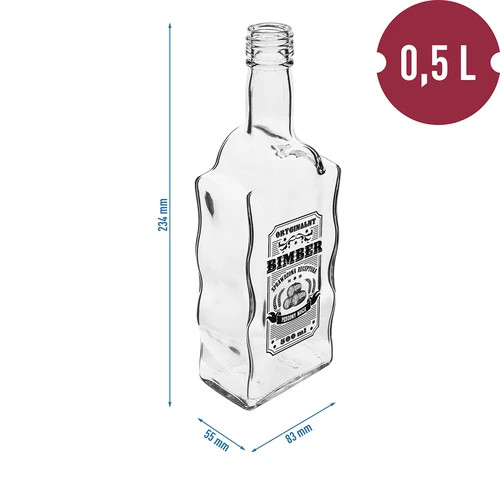 Klasztorna-pullo 500 ml ruuvikorkilla, Bimber-painatus, 1 kpl - 5
