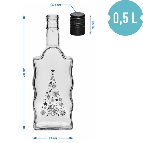 Klasztorna-pullo 500 ml kierrekorkilla, painatus ”Joulukuusi”, 1 kpl - 5
