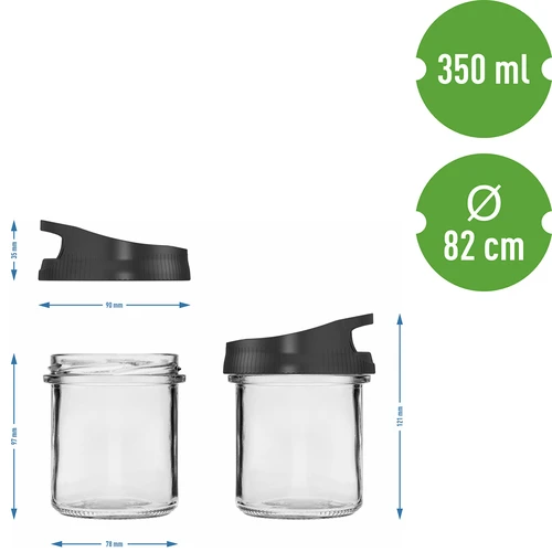 Lasinen säiliö 350 ml, ripustettavalla kannella - 5