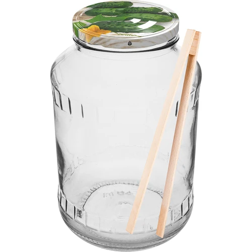 Lasipurkki 1,5 L, fi 82/6 värillisellä kannella + pihdit