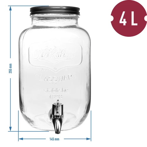 Limonadapurkki hanalla - lasinen, 4 L - 5