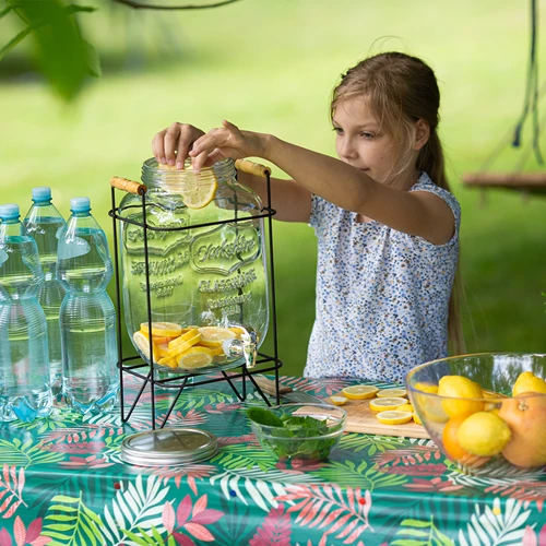 Limonadipurkki 8 L - hanalla, metallisella telineellä kahvoilla - 7