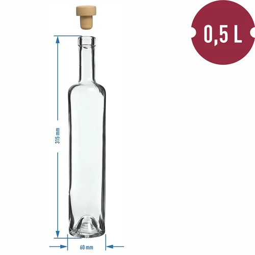 Marina-pullo 500 ml korkilla, 1 kpl - 4