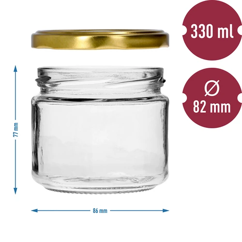 Matala purkki 330ml - kultaisella kannella fi 82/6, 6kpl. - 7
