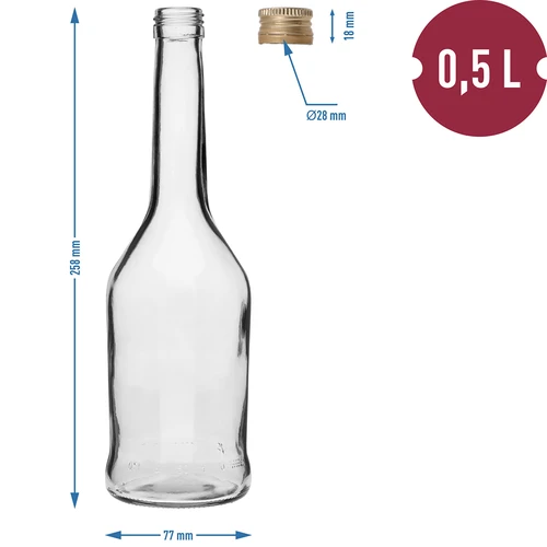Napoleon-pullo 500 ml kierrekorkilla fi28, 6 kpl - 7