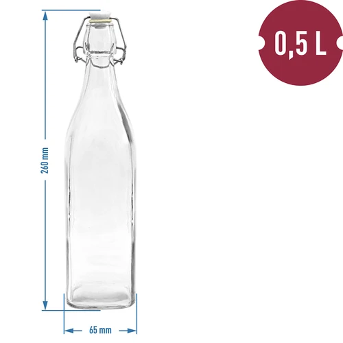 Neliöpullo ilmatiiviillä sulkimella 0,5 L - 2