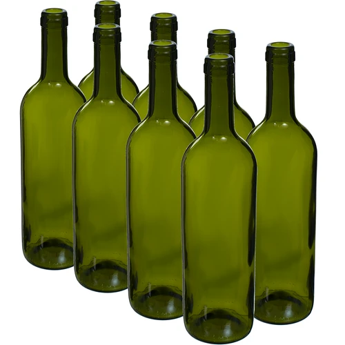 Oliivinvihreä viinipullo 0,75 L - pakkaus 8 kpl