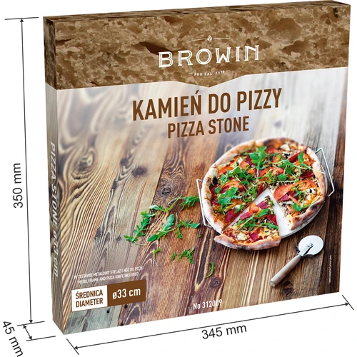 Pizzakivi kahvalla ja veitsellä, kordieriitista, pyöreä 33 cm - 9