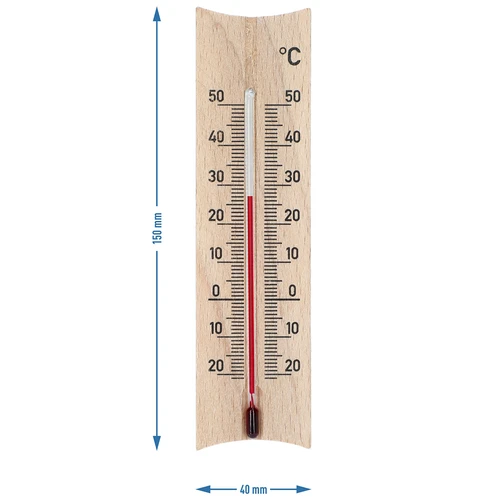 Puinen huonelämpömittari (-20 - +50°C), 15 cm, sekoitus - 6
