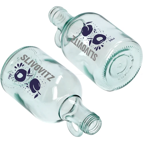 Pullo 0,5 L kierrekorkilla ja 2-värisellä painatuksella Slivovitz - 4 kpl - 6