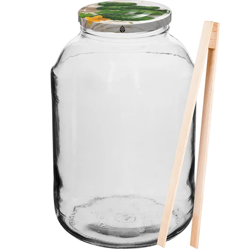 Purkki 4 L, värikäs kansi + haarukka tai pihdit