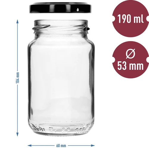 Purkki TO 190ml värillisellä kannella fi 53 - 8 kpl - 8