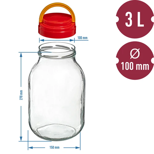 Purkki TO 3 L muovikannella + pihdit fi 100 - 6