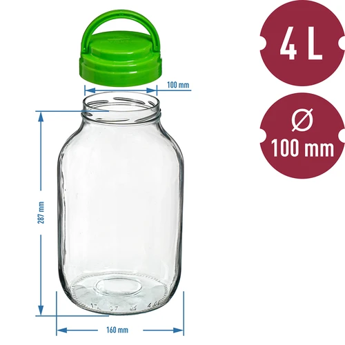 Purkki TO 4 L muovikannella + pihdit fi 100 - 6
