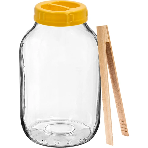 Purkki TO 4 L, pihdit ja muovikansi fi 100, kahvalla