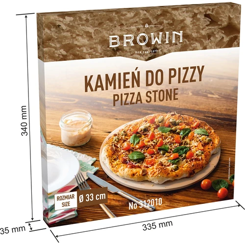 Pyöreä pizzakivi, valmistettu kordieriitista, halkaisija 33 cm - 8
