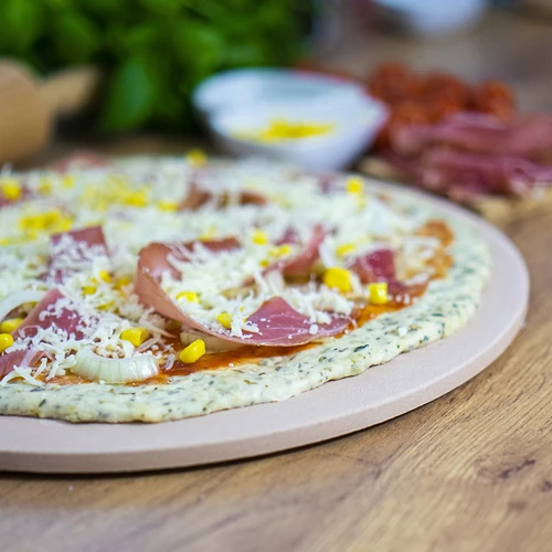 Pyöreä pizzakivi, valmistettu kordieriitista, halkaisija 33 cm - 9