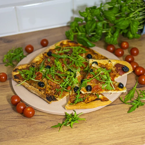 Pyöreä pizzakivi, valmistettu kordieriitista, halkaisija 33 cm - 12