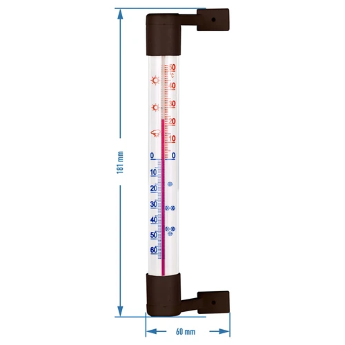 Ruskea ulkotermometri (-50°C - +50°C) 18cm - 3