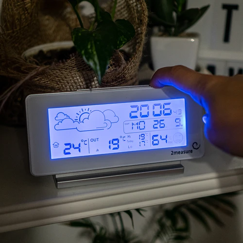 Sääasema RCC, DCF – elektroninen, langaton, taustavalaistu anturi, valkoinen - 11